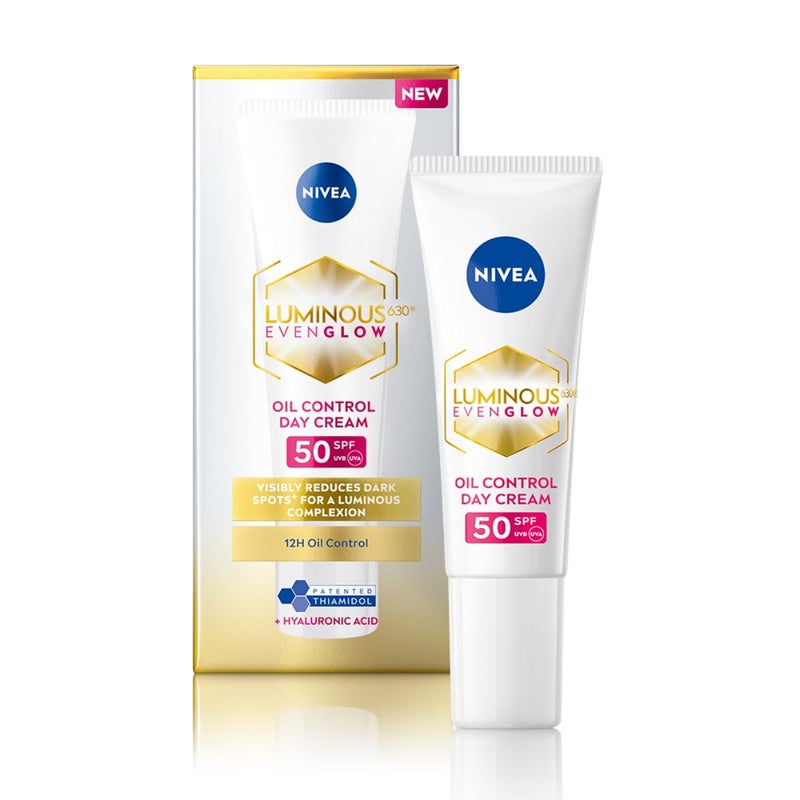 Nivea NIVEA Luminous Even Glow Oil Control Day Cream for face SPF 50 with UV protection UVA UVB filters Thiamidol Hyaluronic Acid Vitamin E for Dark Spots Reduction Deep Moisturization - Image 1