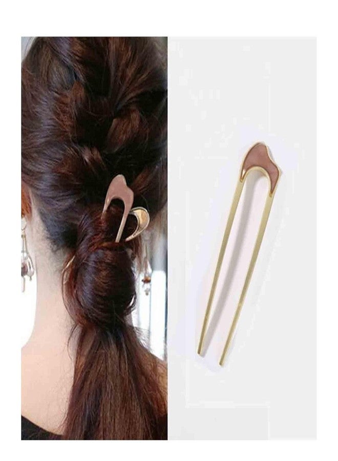 AUTOWRAP 2 PCS U-Shaped Hair Pins French Hair Pin Bun Hair Sticks Chignon Gold Hair Pins for Women Hair Accessories - Image 3