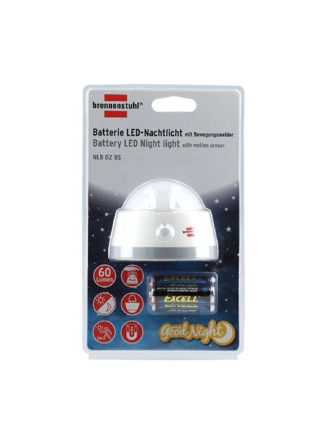 Brennenstuhl Battery LED Night Light with Infrared Motion Detector White and Grey 6.1 x 8.4 x 8.4 cm 1173290  - Image 1