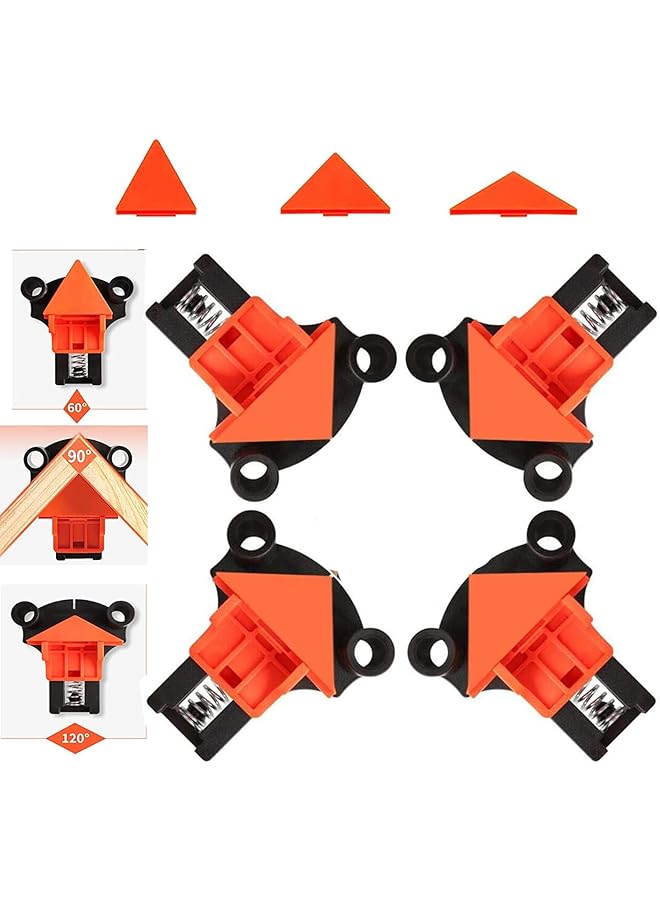 promass Corner Clamps for Woodworking, 4 Pcs Corner Clip Fixe, 60/90/120 Degree Angle Wood Clamp Corner Clip Fixer Ruler Clamp, Adjustable Swing Corner Clamp for Woodworking Hand Tools - Image 1