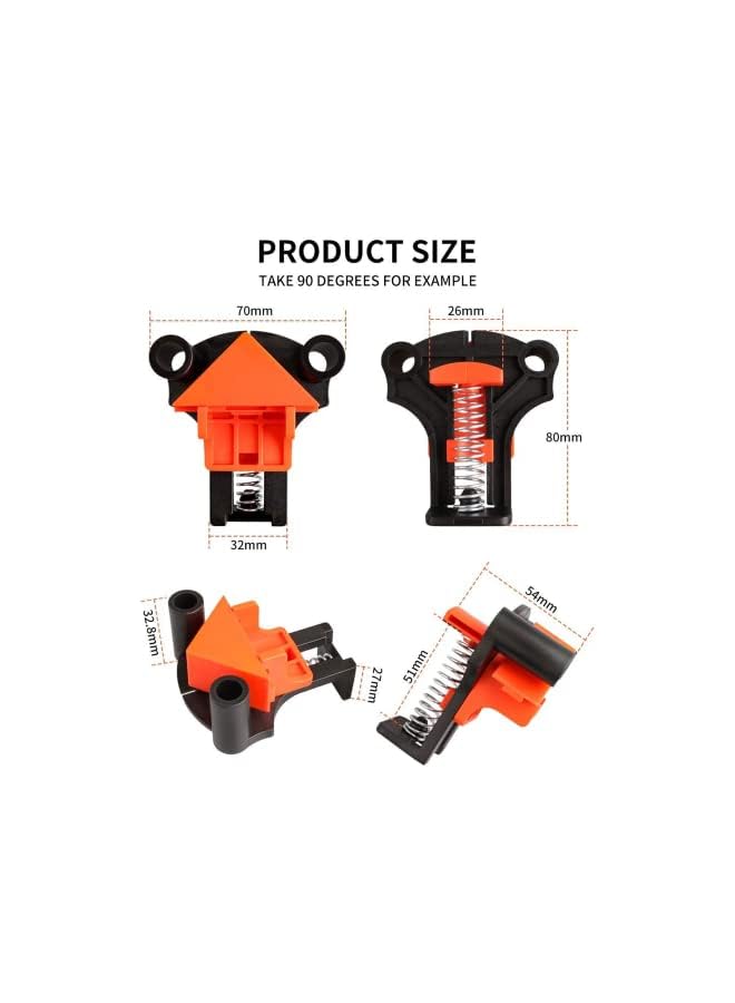 promass Corner Clamps for Woodworking, 4 Pcs Corner Clip Fixe, 60/90/120 Degree Angle Wood Clamp Corner Clip Fixer Ruler Clamp, Adjustable Swing Corner Clamp for Woodworking Hand Tools - Image 3
