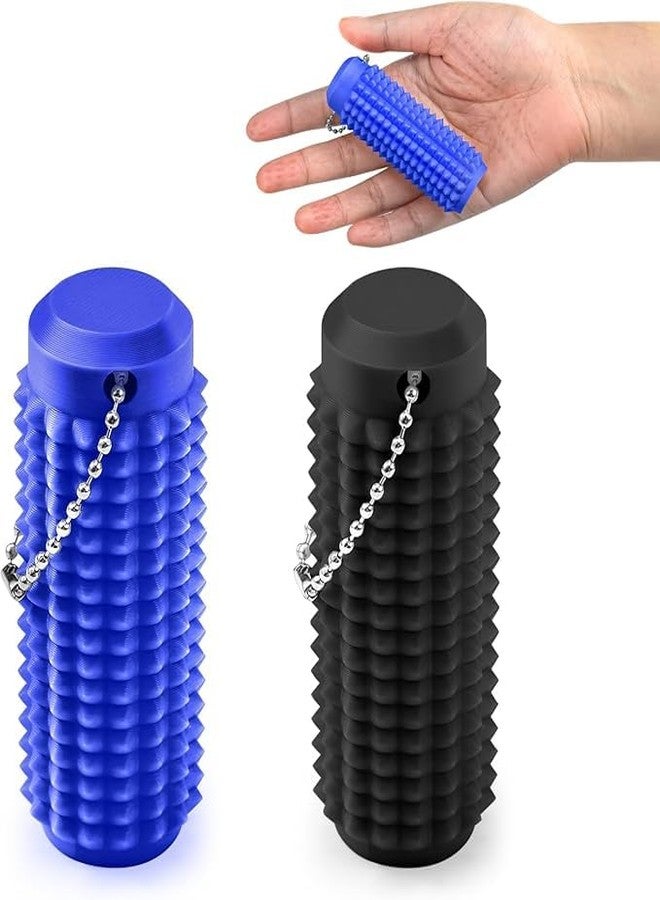 Beoals Little Ouchies Massage Roller Fidget Toy with Keychain, Blue and Black, Stress Relief Sensory Tool for Adults and Teens (Blue & Black) - Image 1