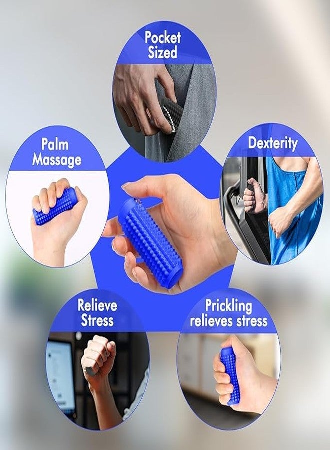 Beoals Little Ouchies Massage Roller Fidget Toy with Keychain, Blue and Black, Stress Relief Sensory Tool for Adults and Teens (Blue & Black) - Image 4