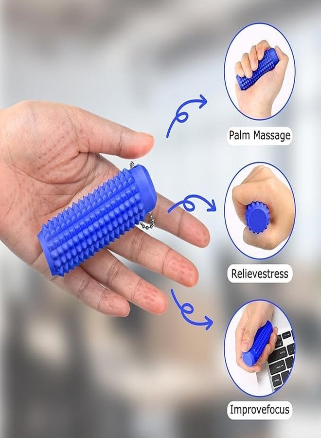 Beoals Little Ouchies Massage Roller Fidget Toy with Keychain, Blue and Black, Stress Relief Sensory Tool for Adults and Teens (Blue & Black) - Image 5