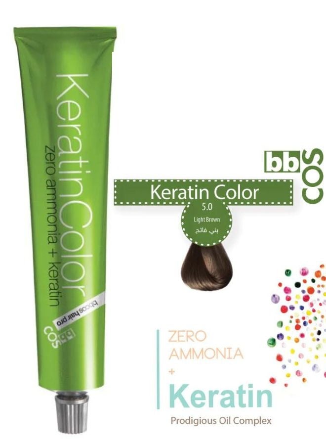 100% Ammonia-Free Keratin Infused Light Brown Hair Color 100 ml 5.0