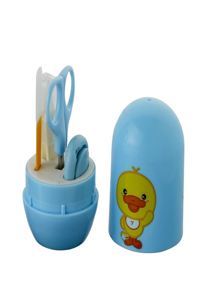 NVS KIDS New Born Baby 4 in1 Nail Grooming Kit for Baby Manicure Set with Kids Nail Cutter, Tweezer, Filer and Scissors (Light Blue) - Image 1