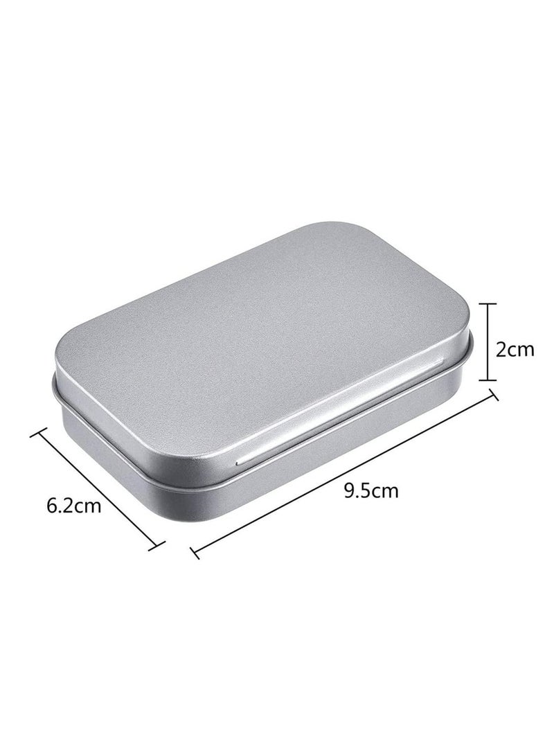 SYOSI Metal Storage Tin Box with Lid 12 Pack Siliver Rectangular Empty Tins Container with Lids Mini Portable Storage Box for Key Candy Coin Earrings Home Organizer  - Image 4