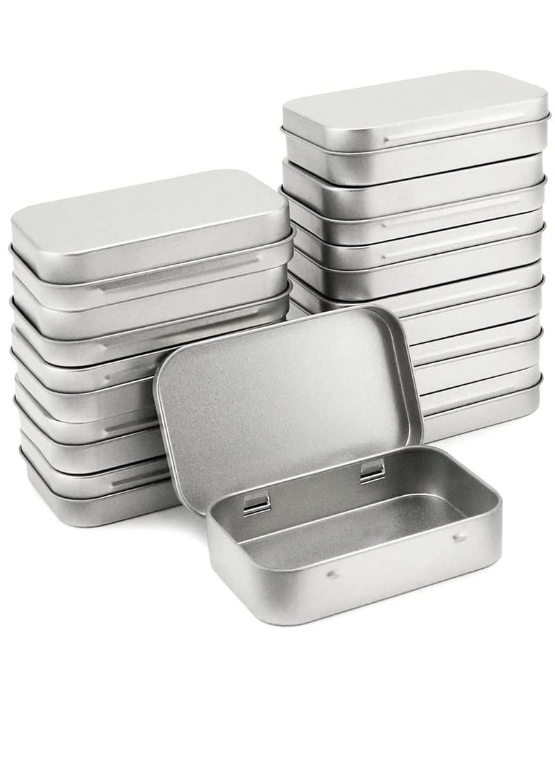 SYOSI Metal Storage Tin Box with Lid 12 Pack Siliver Rectangular Empty Tins Container with Lids Mini Portable Storage Box for Key Candy Coin Earrings Home Organizer  - Image 1
