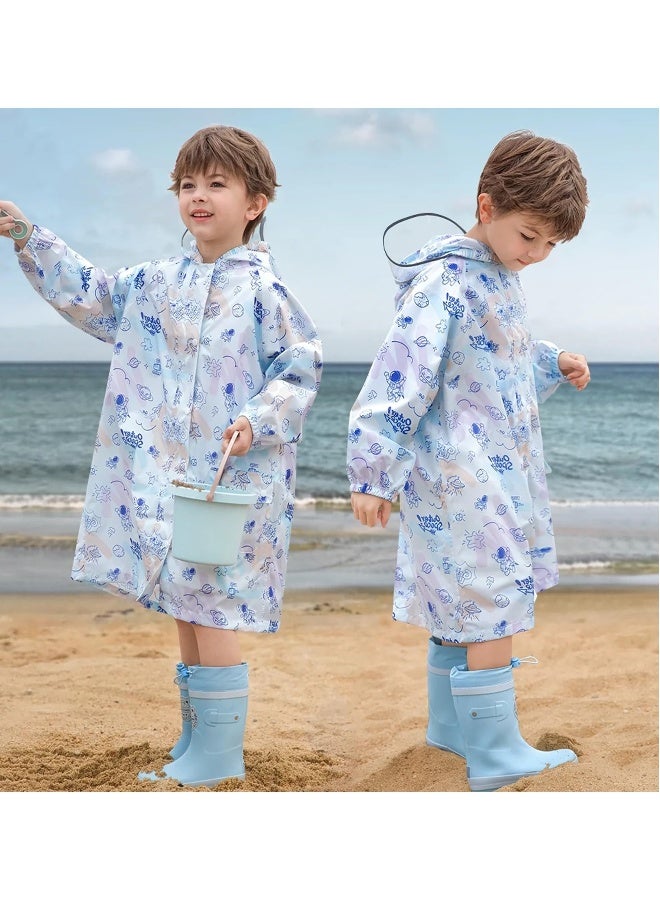 Kids Waterproof Rain Coat, EVA Portable Rain Poncho, for Girls Boys Toddler Rainwear Rain Jacket Cape, Reusable Children Raincoat, for Outdoor Climbing Cycling Hiking Camping, L Size - Image 2