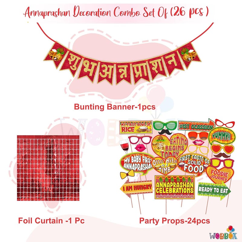 Wobbox Annaprashan Props Subh Annaprashan Banner Annaprashan Decoration Kit 26 Pc FP4455 - Image 2
