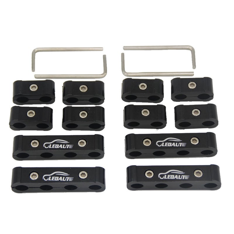 LEDAUT 12pc Engine Spark Plug Wire Separator Divider Suit for 8mm 9mm 10mm (Black) - Image 1