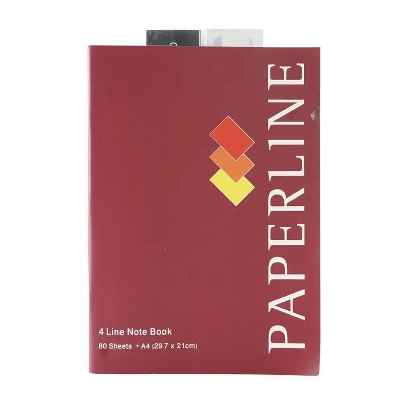 Paperline A4 Size Notebook 4 line for School and Office Memo Subjects Notebooks Diary Journal Notebook with Maroon cover page - Image 1