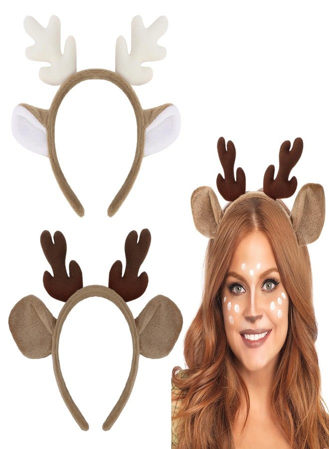 BAHABY 2 Pack Antler Headband Halloween Christmas Headbands for Women Christmas Reindeer Antlers Hairband - Image 1