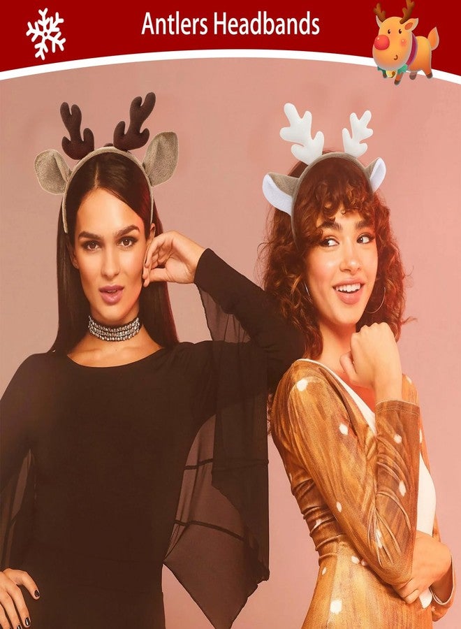 BAHABY 2 Pack Antler Headband Halloween Christmas Headbands for Women Christmas Reindeer Antlers Hairband - Image 4