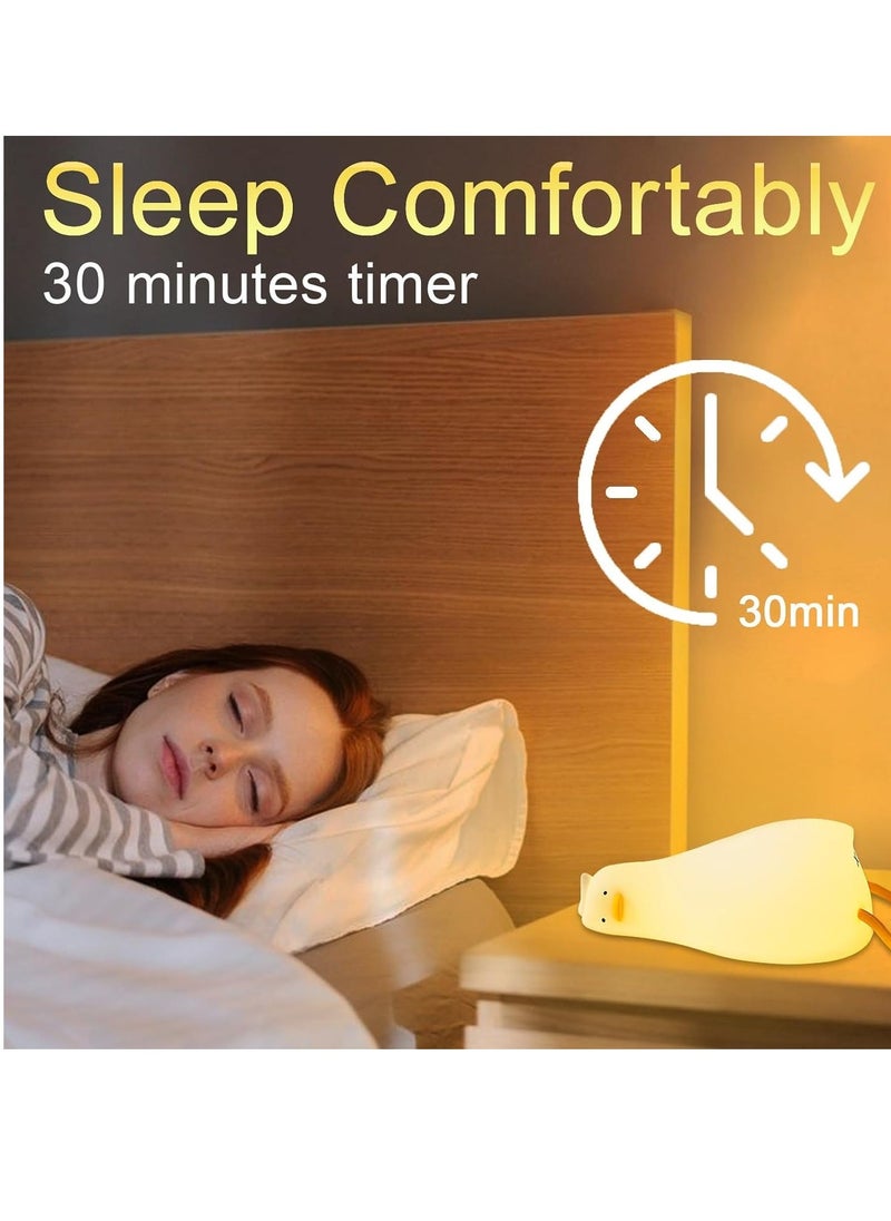 JAJEEK Cute Duck Lying Duck Night Light – Silicone LED Bedside Lamp, Dimmable Touch Control Rechargeable, Baby Night Light for Breastfeeding and Bedroom, Soft & Safe Lighting for Kids - Image 3
