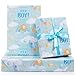 AirCool Its a Boy Wrapping Paper for Newborn baby boy Kids Light Blue Gift Wrap Paper6 Sheets Folded Flat 20x28 inches per Sheet with Ribbon for Baby Shower Birthday Celebration Gift Wrap - Image 1