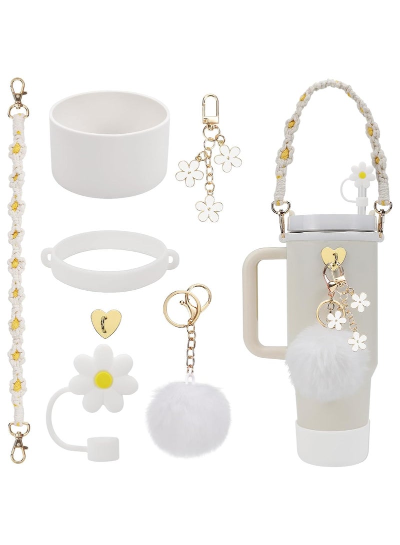 مجموعة ملحقات كأس بما في ذلك حزام مقبض زجاجة الماء، Siliocne ستانلي كأس الحذاء، Siliocne القش غطاء، Stanley Charms for Stanley Cup 40oz  30oz - Image 1