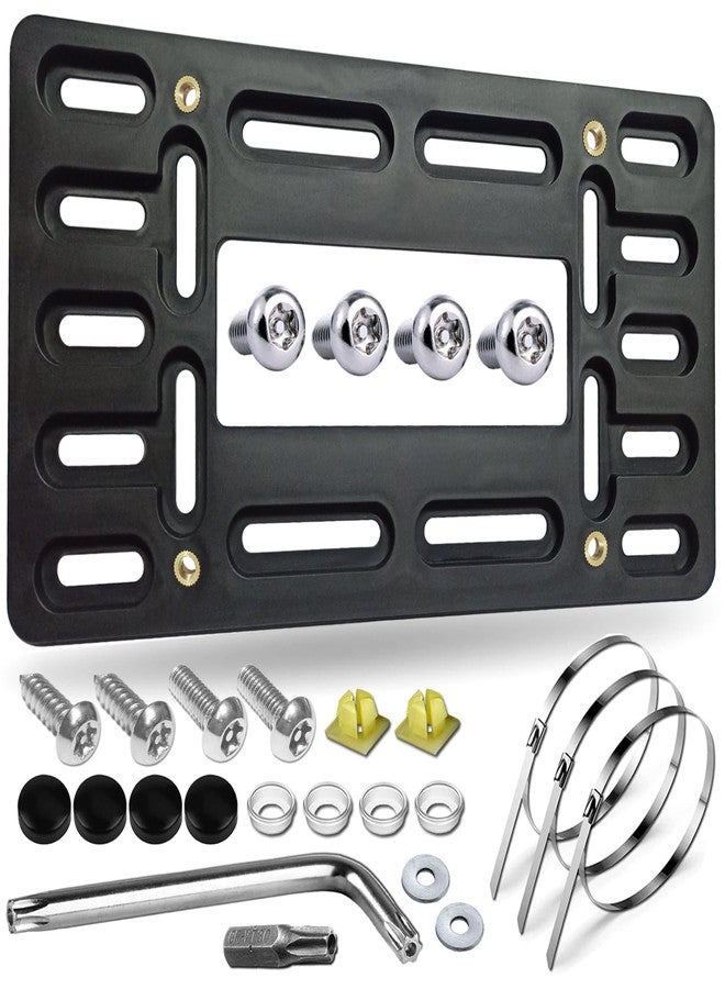 Aootf Front License Plate Bracket Holder - Universal Front Bumper License Plate Mounting Kit, 2 Drill Holes Car Tag Adapter with Anti Theft Stainless Steel Screw Bolt Caps - Image 1
