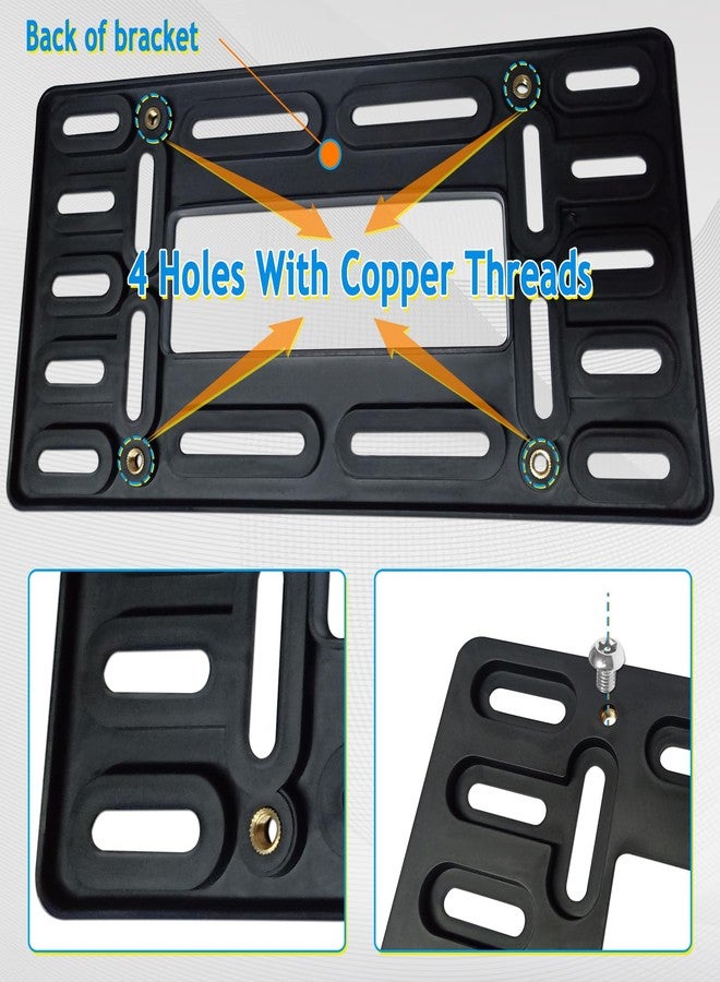 Aootf Front License Plate Bracket Holder - Universal Front Bumper License Plate Mounting Kit, 2 Drill Holes Car Tag Adapter with Anti Theft Stainless Steel Screw Bolt Caps - Image 3