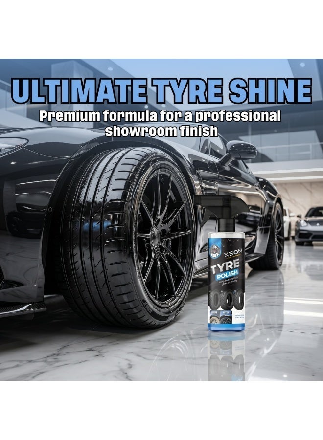 Car Tyre Polish - Wet Look Tire Shine Spray |Long Lasting UV Protection| No Greasy Deep Black Tyre Dressing for Cars (5 L) (Blue) - Image 4