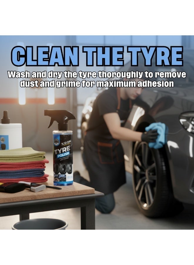 Car Tyre Polish - Wet Look Tire Shine Spray |Long Lasting UV Protection| No Greasy Deep Black Tyre Dressing for Cars (5 L) (Blue) - Image 2