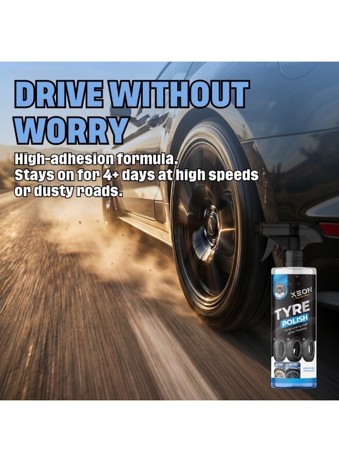 Car Tyre Polish - Wet Look Tire Shine Spray |Long Lasting UV Protection| No Greasy Deep Black Tyre Dressing for Cars (5 L) (Blue) - Image 5