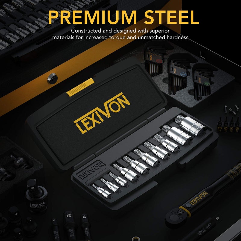 LEXIVON XZN Triple Square Spline Bit Socket Set, Premium S2 Alloy Steel | 10-Piece European Style M4 - M18 Set | Enhanced Storage Case (LX-145) - Image 2