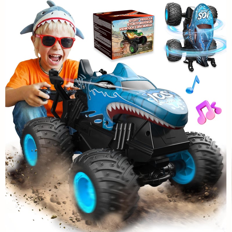 BEZGAR Monster Truck Toys Remote Control Monster Truck with Light Music Dinosaur Toys for Kids 120 Scale RC Truck with 360 Spins and Drifting Remote Control Car for Boys Blue - Image 2