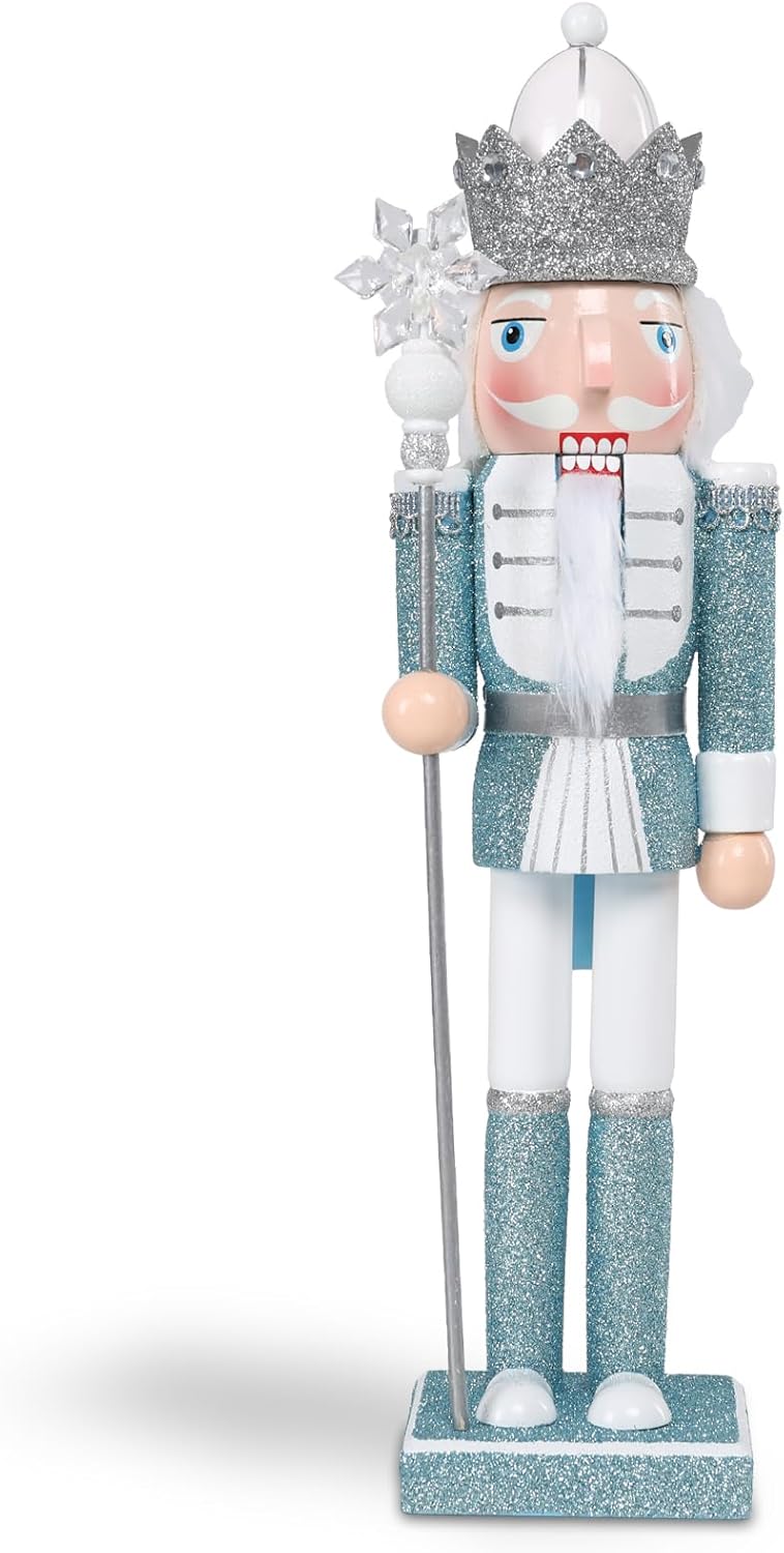 Vipush Christmas Wooden Nutcracker Soldier - 15 Inch Ice King Style Figure Ornament Desktop Xmas Puppet Decor Doll Pendant for Party Store Home - Image 1