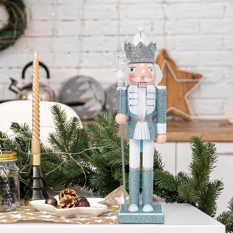 Vipush Christmas Wooden Nutcracker Soldier - 15 Inch Ice King Style Figure Ornament Desktop Xmas Puppet Decor Doll Pendant for Party Store Home - Image 3