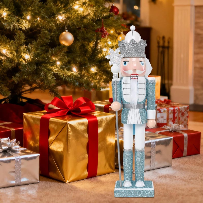 Vipush Christmas Wooden Nutcracker Soldier - 15 Inch Ice King Style Figure Ornament Desktop Xmas Puppet Decor Doll Pendant for Party Store Home - Image 5