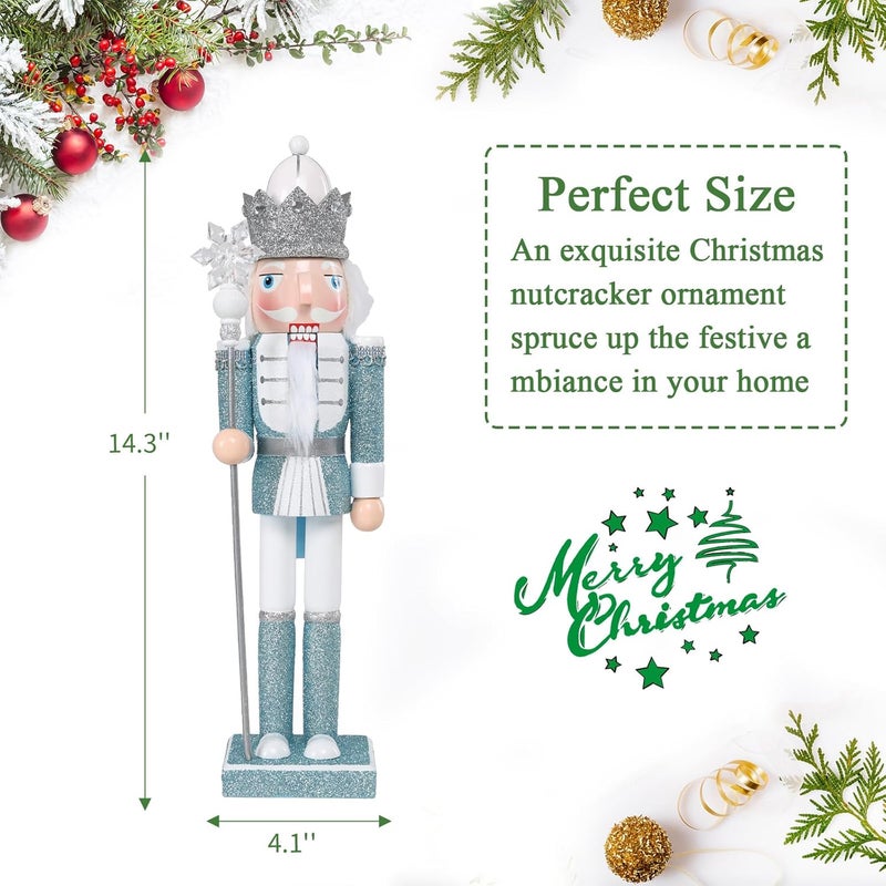 Vipush Christmas Wooden Nutcracker Soldier - 15 Inch Ice King Style Figure Ornament Desktop Xmas Puppet Decor Doll Pendant for Party Store Home - Image 4