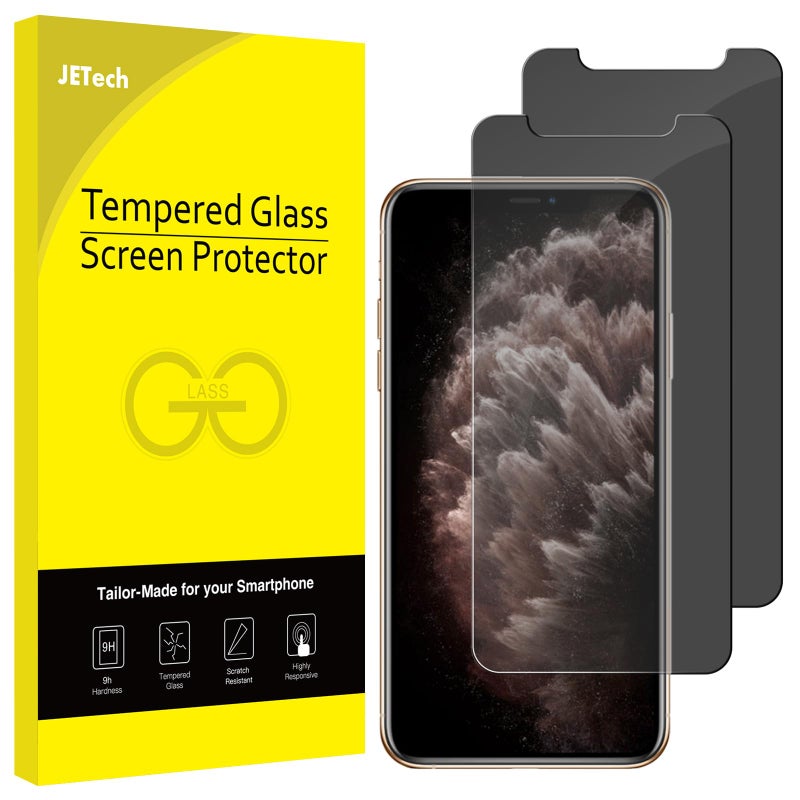 JETech Privacy Screen Protector for iPhone 11 Pro, iPhone Xs and iPhone X 5.8-Inch, Anti Spy Tempered Glass Film, 2-Pack - Image 1