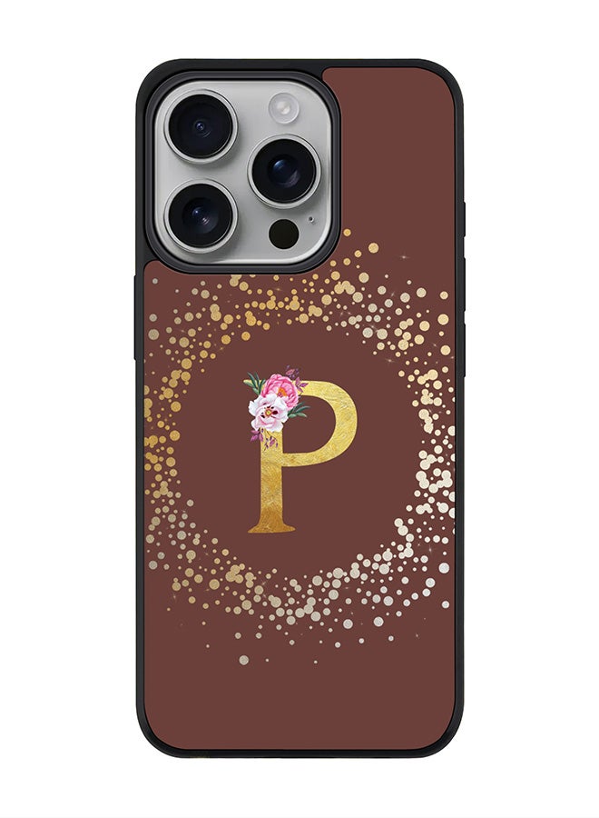 Stylizedd For iPhone 16 Pro Case [Compatible with MagSafe] Slim Magnetic cover Phone Case iPhone 16 Pro -Custom Monogram Floral - P (Brown ) - Image 1
