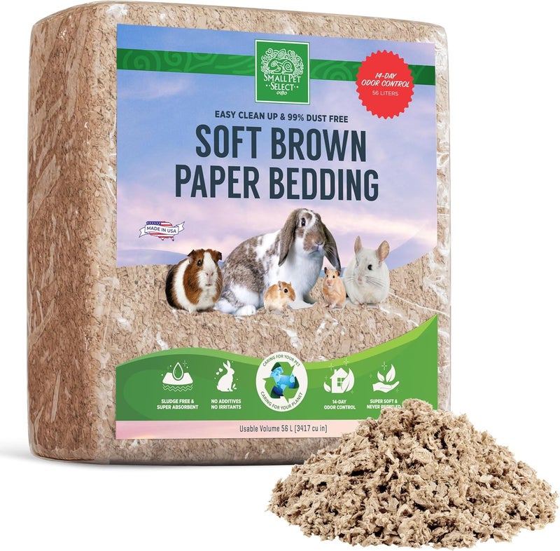 Small Pet Select Premium Small Animal Bedding, Natural Soft Paper Bedding for Small Indoor and Outdoor Pets, Made in USA, 56 L Pack,Beige - Image 1