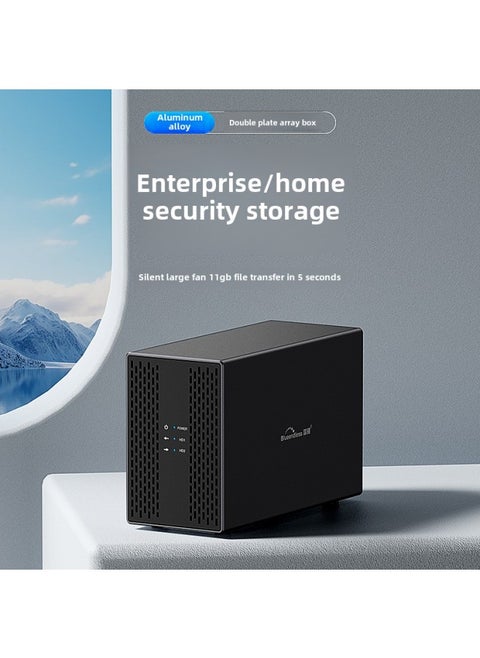 Double Drive Position Metal USB3.0 SATA Mobile Hard Disk Box RAID Array For Desktop Dual Disk Slot RAID Enclosure Aluminum Alloy-Color:Double Disc Position C Port (European Gauge Power Supply)