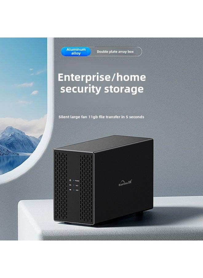 Generic - Double Drive Position Metal USB3.0 SATA Mobile Hard Disk Box RAID Array For Desktop Dual Disk Slot RAID Enclosure Aluminum Alloy-Color:Double Disc Position C Port (European Gauge Power Supply) - Image 1