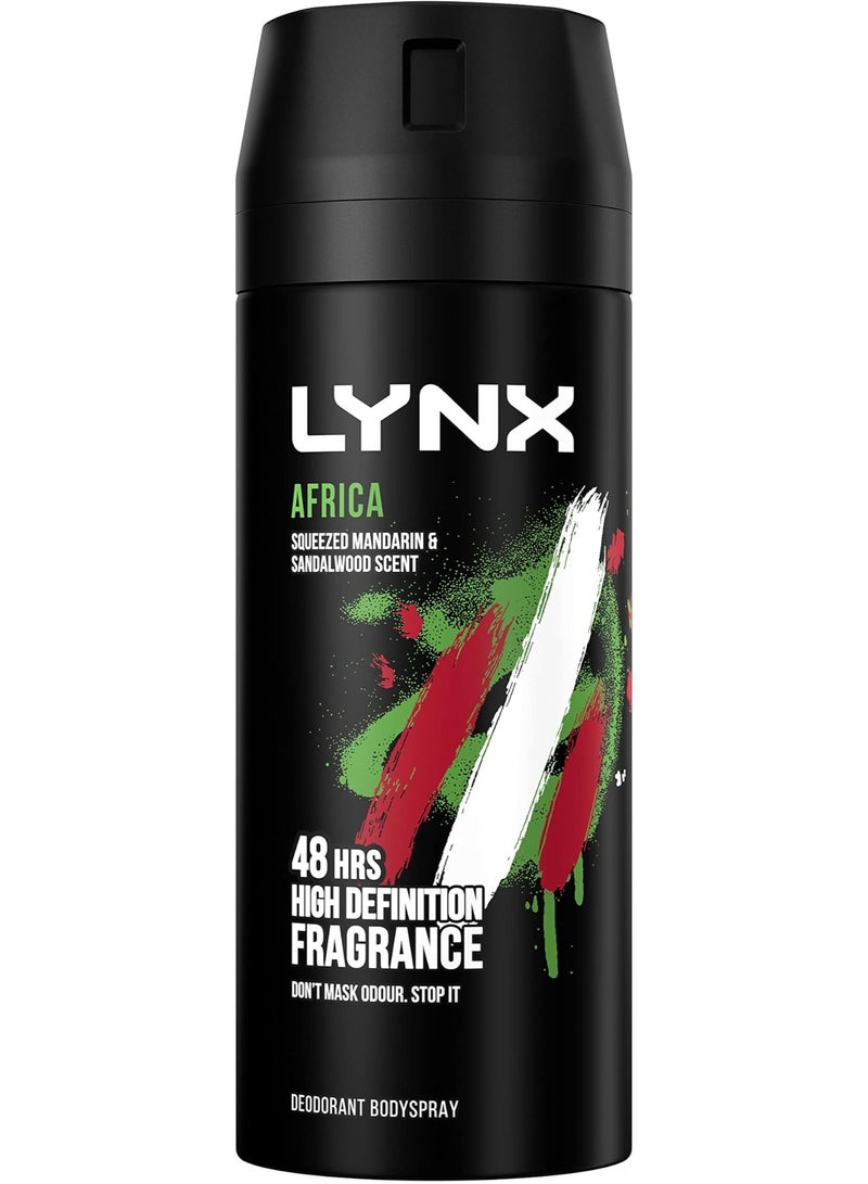 Lynx Africa 48 hours of odour-busting zinc tech Aerosol Bodyspray Deodorant to Finish Your Style, Fresh, 150 ml - Image 1
