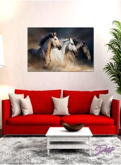 دروبلايت لوحة فنية جدارية لخيول جميلة مع إطار خشبي لديكور المنزل 60 سم × 40 سم  - Image 2