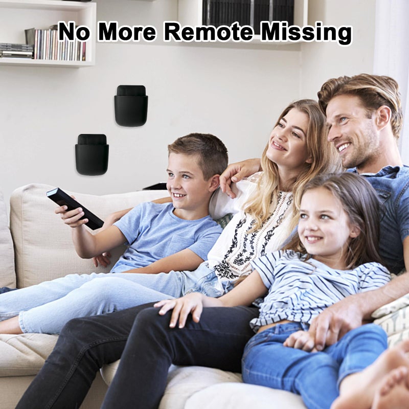 kulusion 3 Pcs Remote Control Holder, Wall Mount Pen Holder Hole-Free Self Adhesive Phone Charging Organizer Pencil Storage Containers for Home Office School Supply Orgaizer â€‹(Black - Image 3