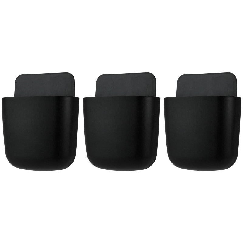 kulusion 3 Pcs Remote Control Holder, Wall Mount Pen Holder Hole-Free Self Adhesive Phone Charging Organizer Pencil Storage Containers for Home Office School Supply Orgaizer â€‹(Black - Image 1