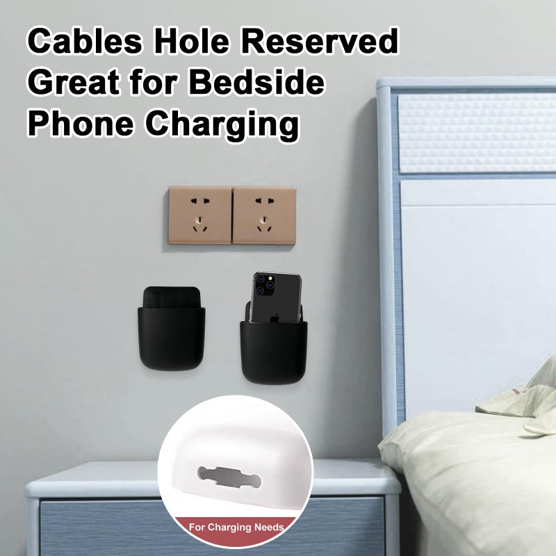 kulusion 3 Pcs Remote Control Holder, Wall Mount Pen Holder Hole-Free Self Adhesive Phone Charging Organizer Pencil Storage Containers for Home Office School Supply Orgaizer â€‹(Black - Image 4