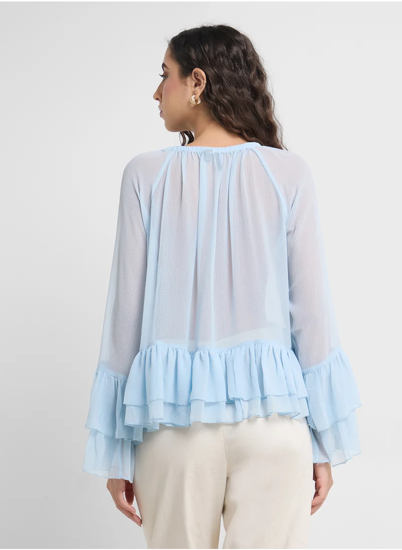 VERO MODA Vmcamille Ls Frill Top
