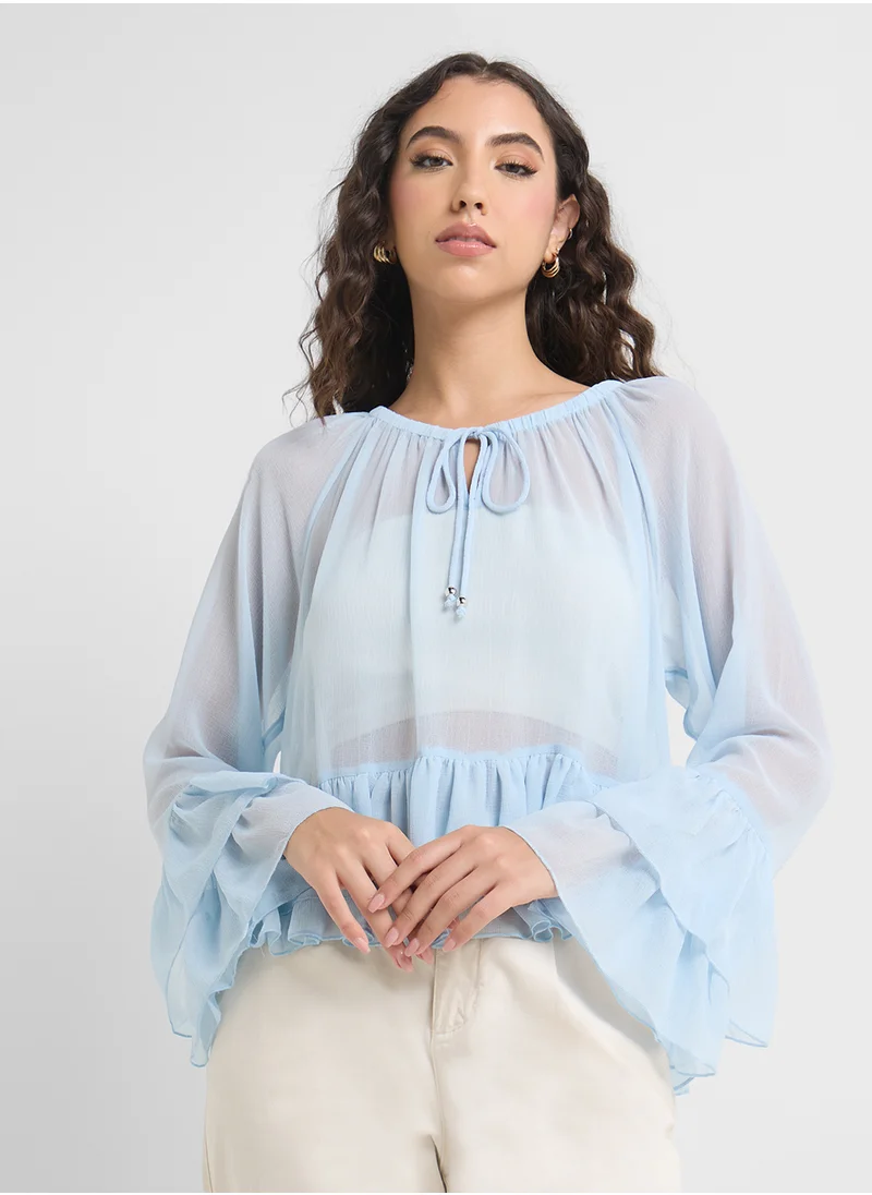 VERO MODA Vmcamille Ls Frill Top