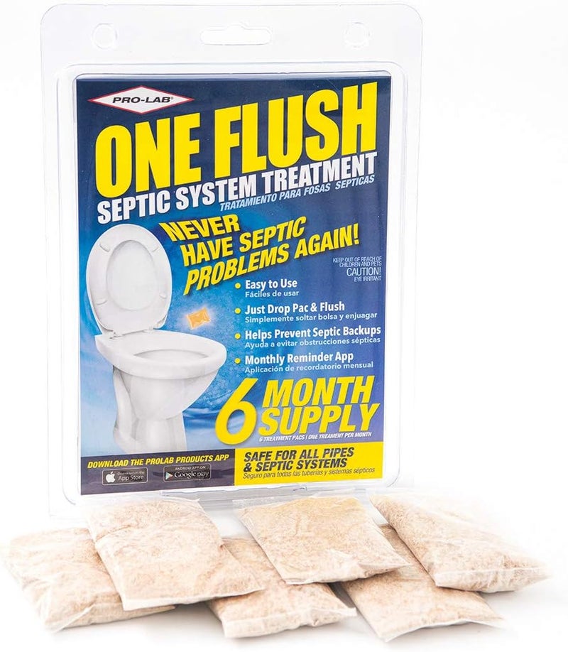 PROLAB One Flush Septic Tank Treatment Packets - 6 Month Supply of Dissolvable Septic Tank Treatment Packets - Use Septic Treatment Enzymes Packets Monthly to Prevent Expensive Septic System Backups, 6 Count - Image 2