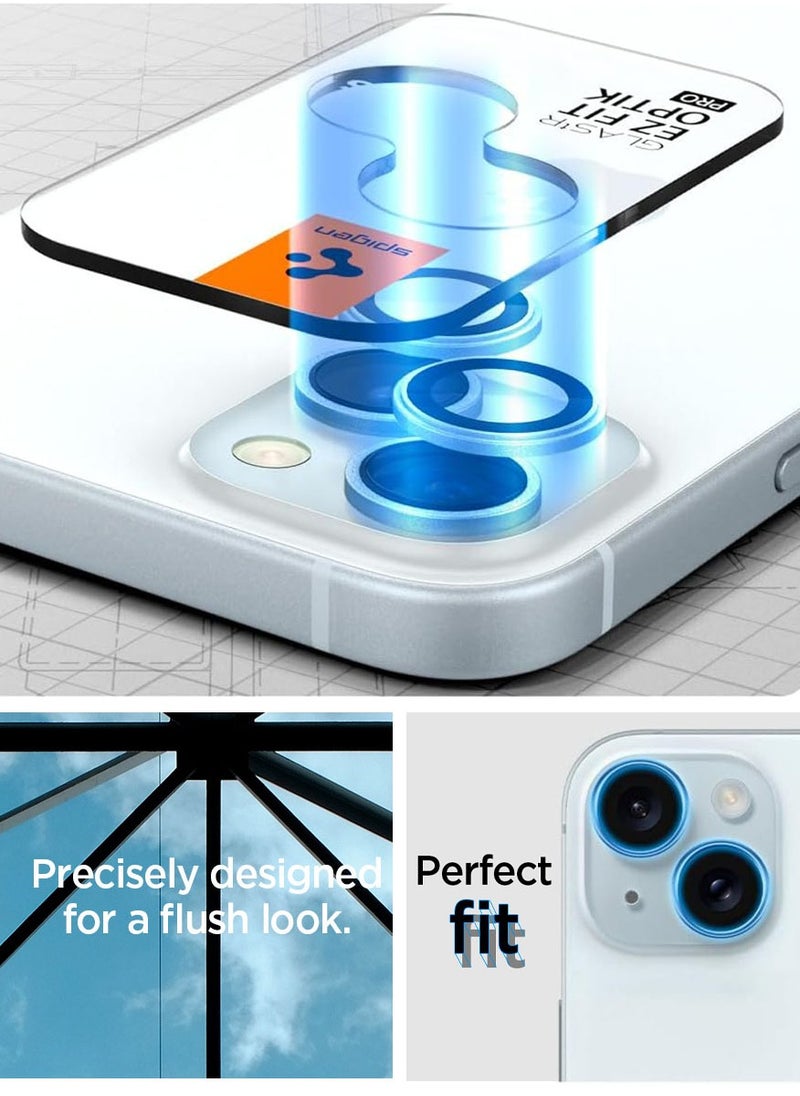 Spigen Glastr Ez Fit Optik PRO for iPhone 15 Plus, iPhone 15, iPhone 14 Plus and iPhone 14 Camera Lens Screen Protector - Blue [2 Pack]  - Image 5