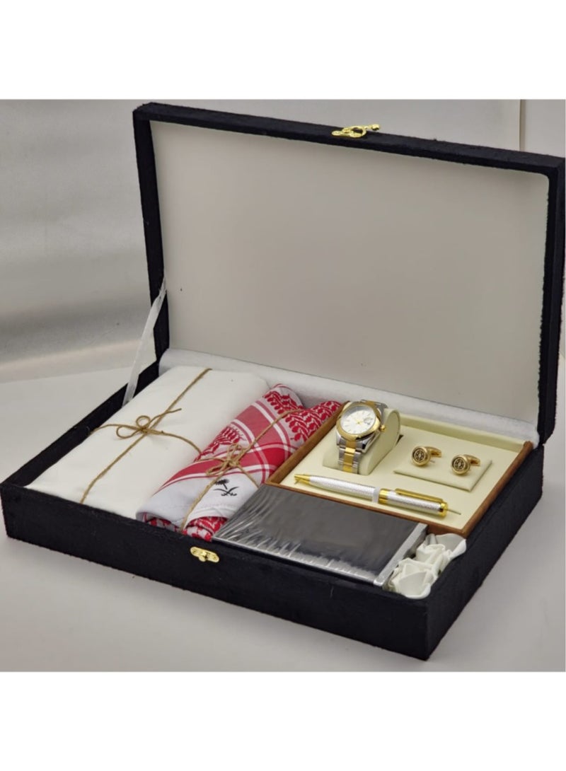 Luxury Men's Gift Set, Elegant Watch, Cufflinks, Pen, Wallet, Shemagh & Ghutra 
