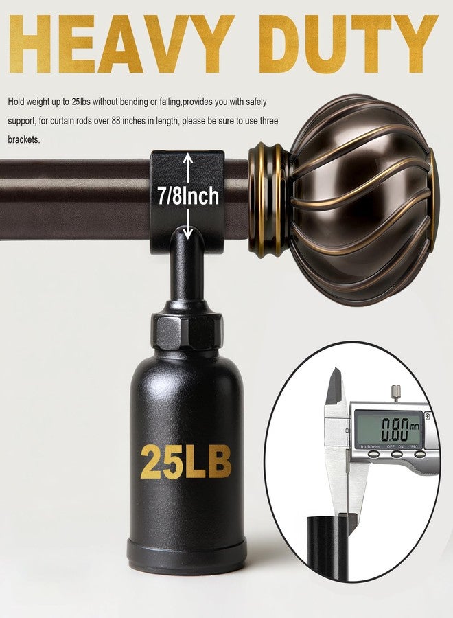 Lootkell Brown Curtain Rods for Windows 28 to 142 Inches Adjustable Length Heavy Duty 7/8" Diameter Window Curtain Rod with Decorative Finials for Outdoor Farmhouse Bedroom Kitchen Living Room - Image 2