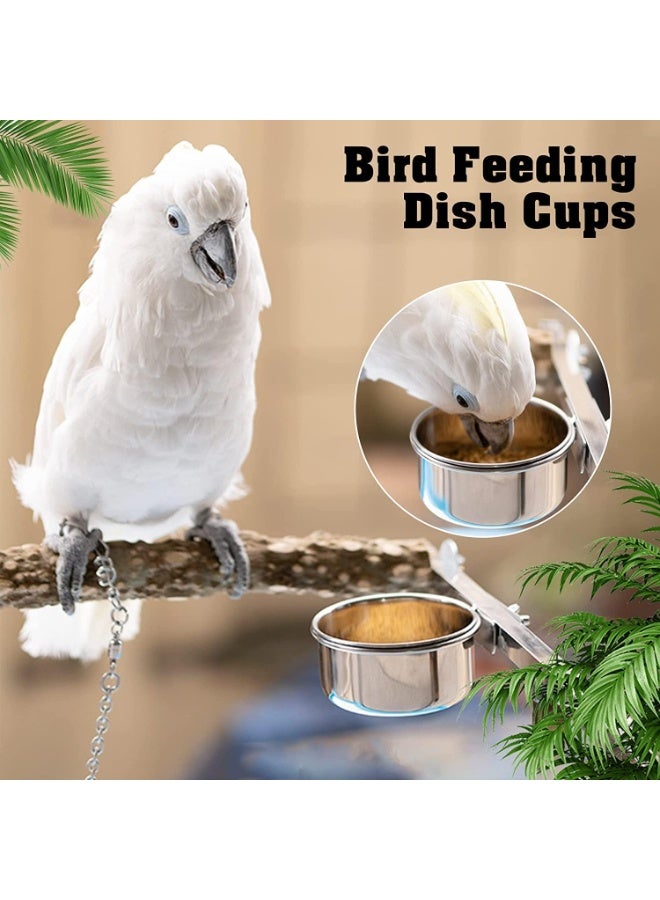 لاكي نوف أكواب تغذية الببغاوات، أوعية طعام الطيور، مغذيات ببغاوات من الفولاذ المقاوم للصدأ، أوعية ماء وأوعية لأقفاص الطيور مع مشبك تثبيت، مناسبة للكوكاتيل، والكونيور، والبادجي، والببغاوات الصغيرة، والماكاو، والشنشيلة، عبوة من قطعتين - Image 2
