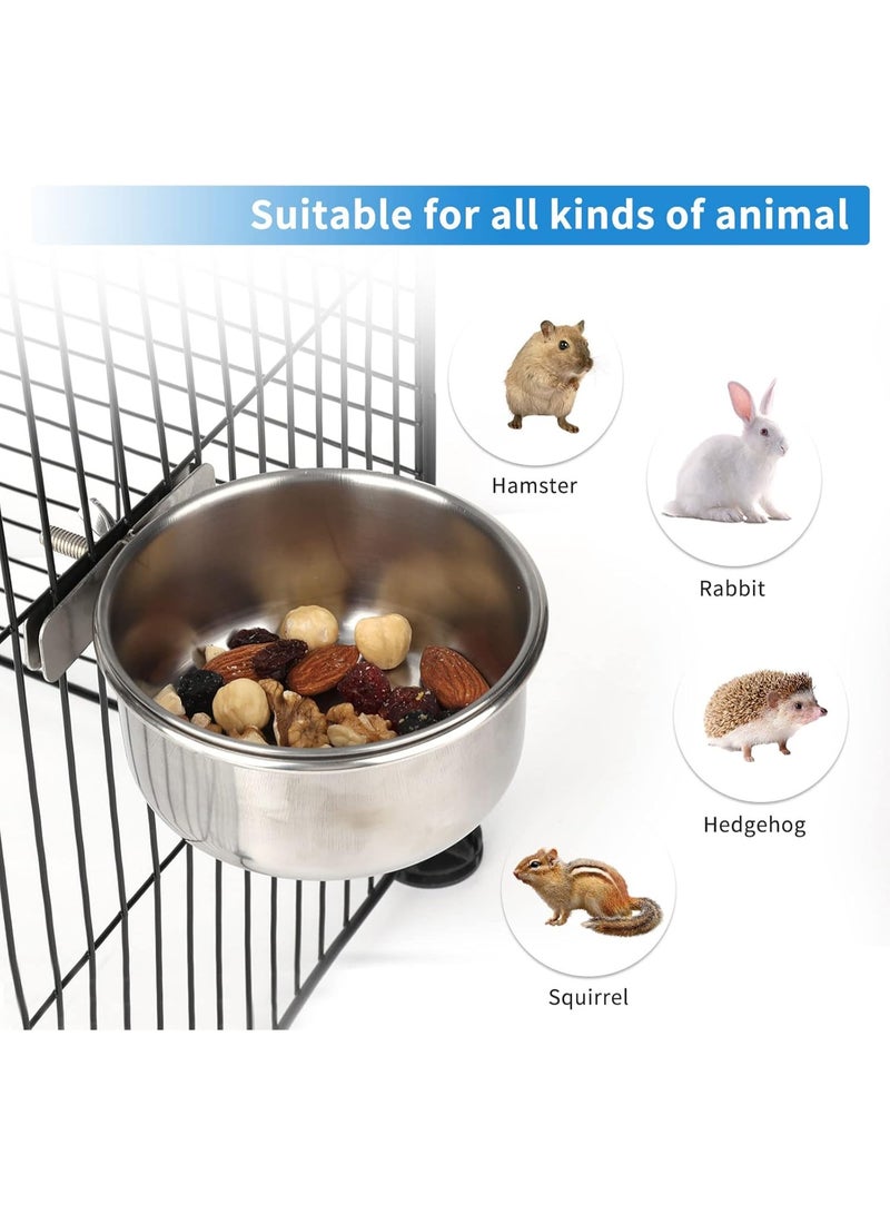 لاكي نوف أكواب تغذية الببغاوات، أوعية طعام الطيور، مغذيات ببغاوات من الفولاذ المقاوم للصدأ، أوعية ماء وأوعية لأقفاص الطيور مع مشبك تثبيت، مناسبة للكوكاتيل، والكونيور، والبادجي، والببغاوات الصغيرة، والماكاو، والشنشيلة، عبوة من قطعتين - Image 4